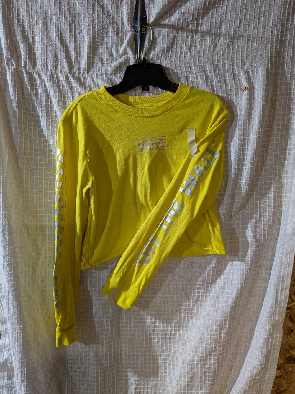 Vans Women's Neon Yellow Long-Sleeve 'Off The Wall' Crop Tee